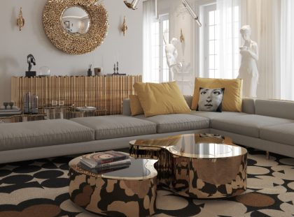 Luxury Living Room With Golden Details