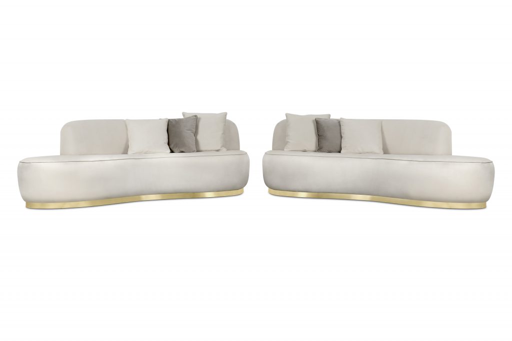 odette sofa in white wit golden details