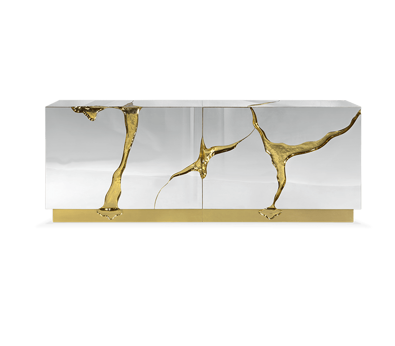 white and gold sideboard