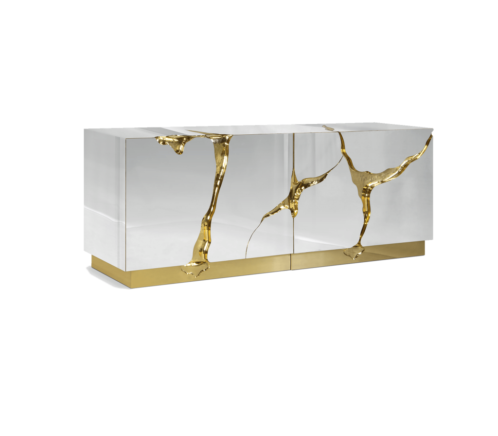 white and gold sideboard
