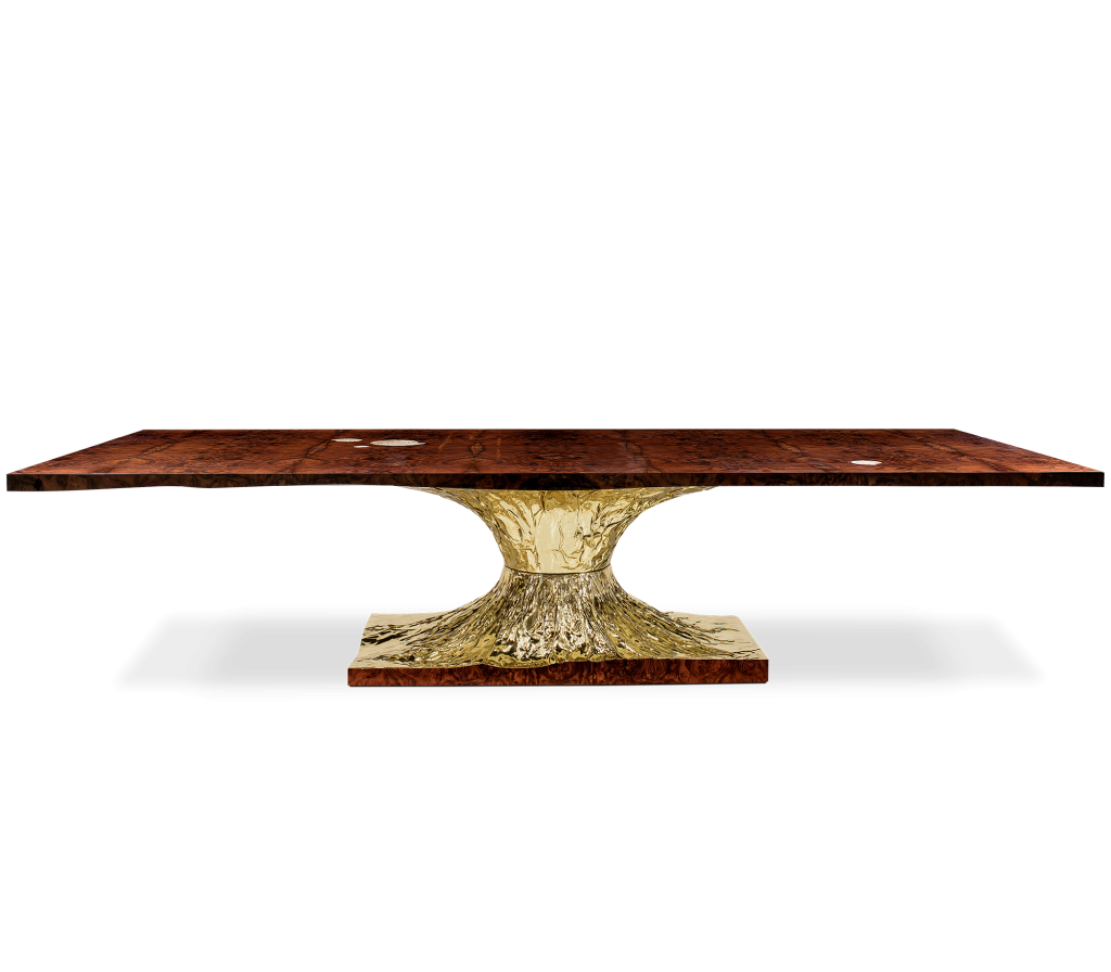 gold and wood dining table